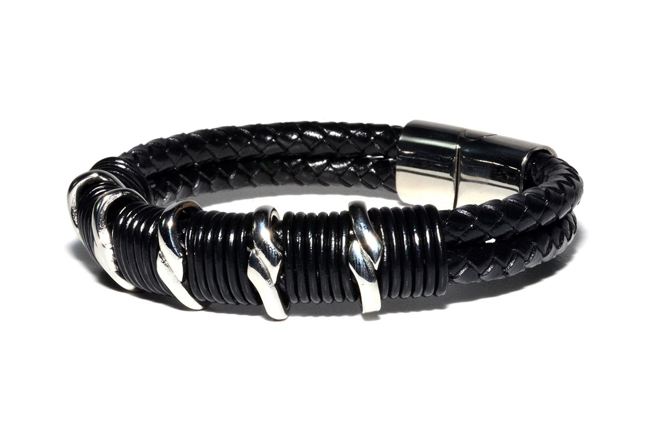 

Браслет Кожаный MS Bracelet Leather Black Hunter 552msb мужской Черный 20 размер