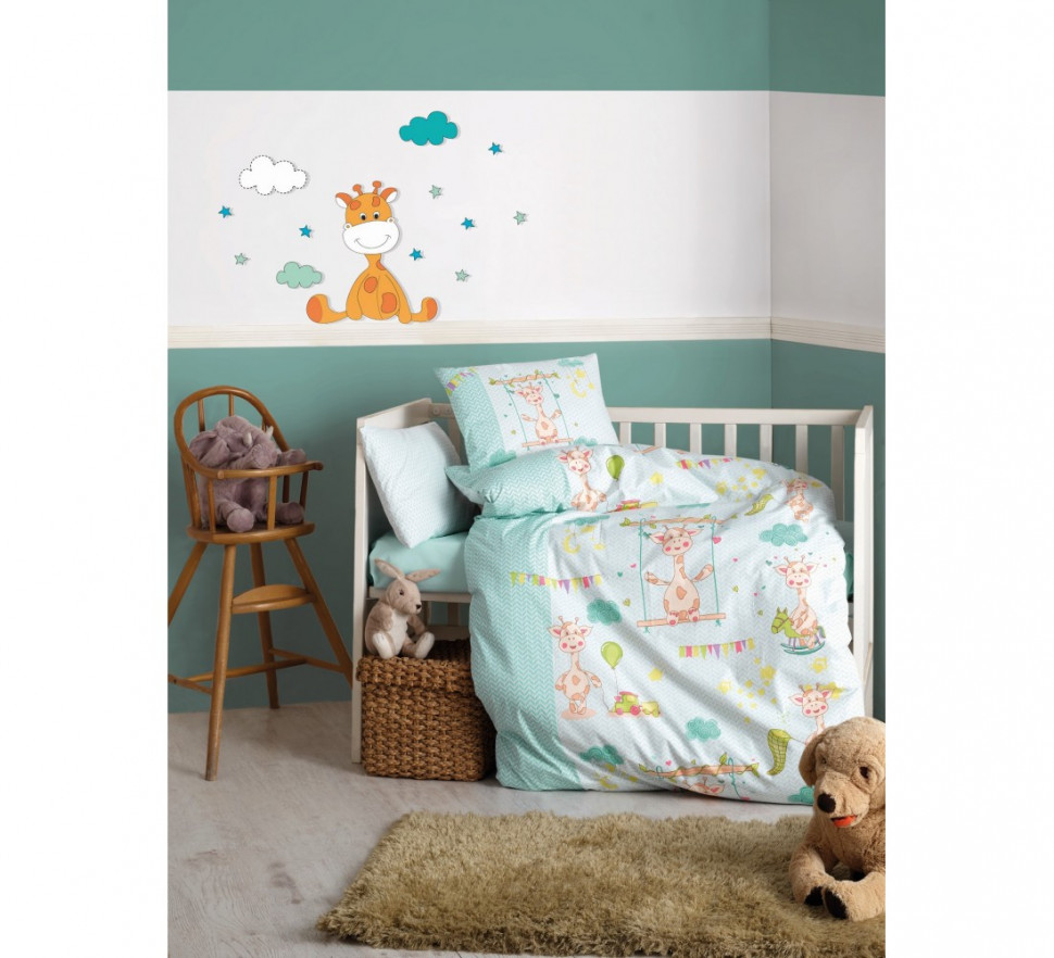 

КПБ для новорожденных Cotton Box Zurafa yesil 100x150