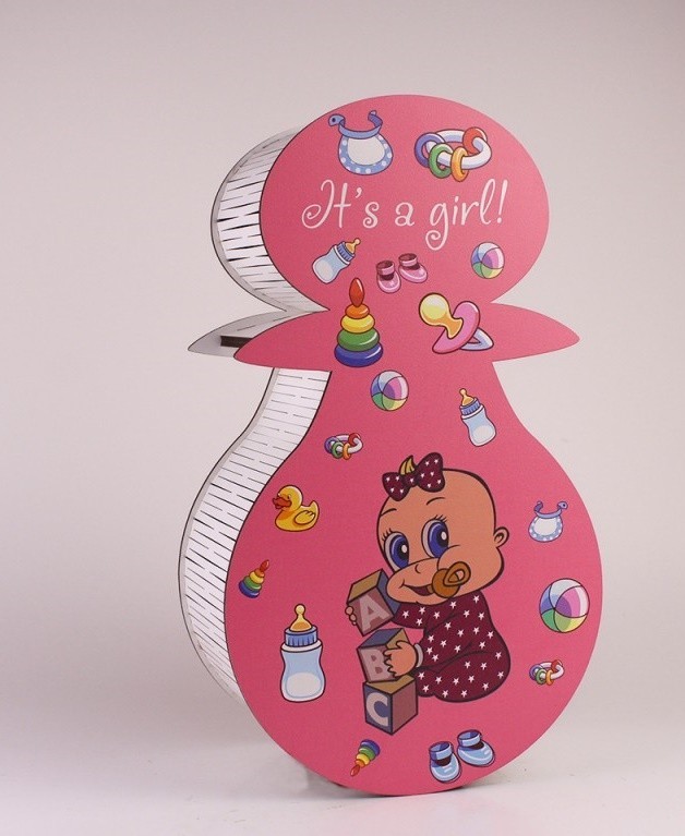 

Оригинальная деревянная коробка для подарка "It's a girl" розовая. So cute 002047