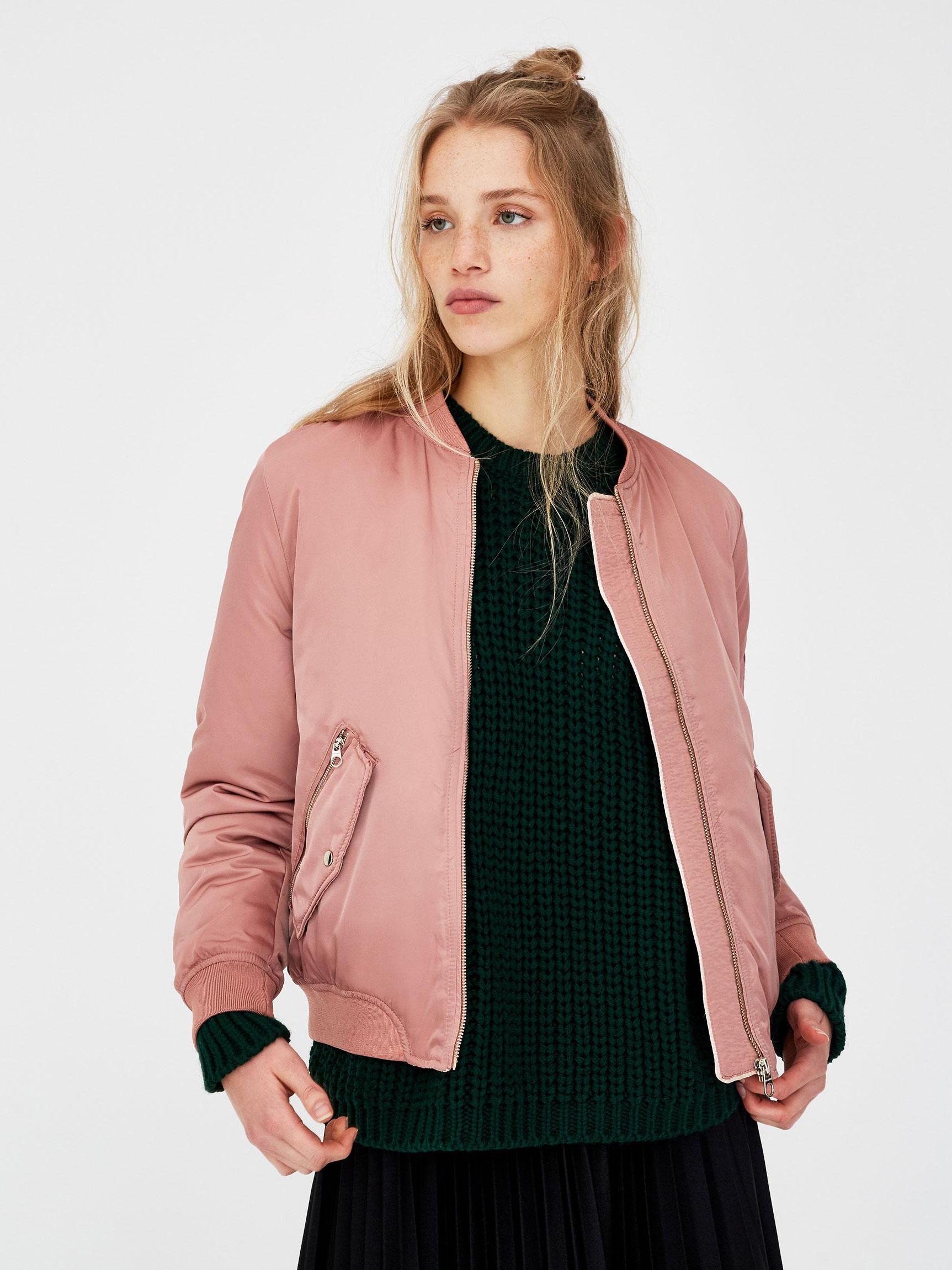 

Бомбер Pull & Bear XAZ176684WPLU S Темно-розовый