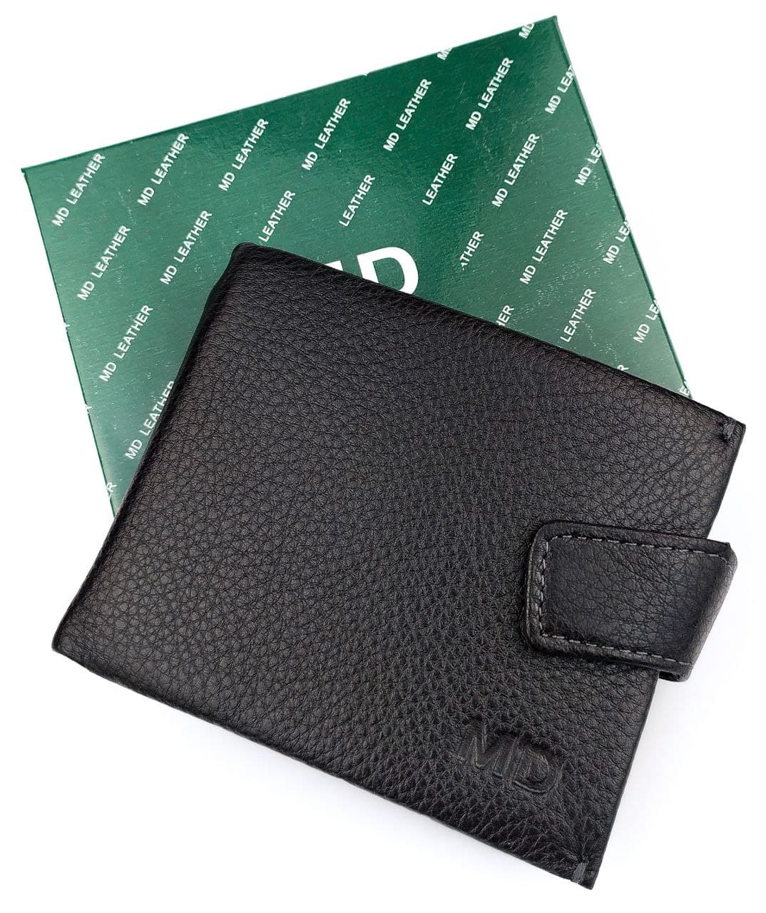 

Кожаный мужской кошелек-зажим для купюр MD Leather MD-4M-611 черный