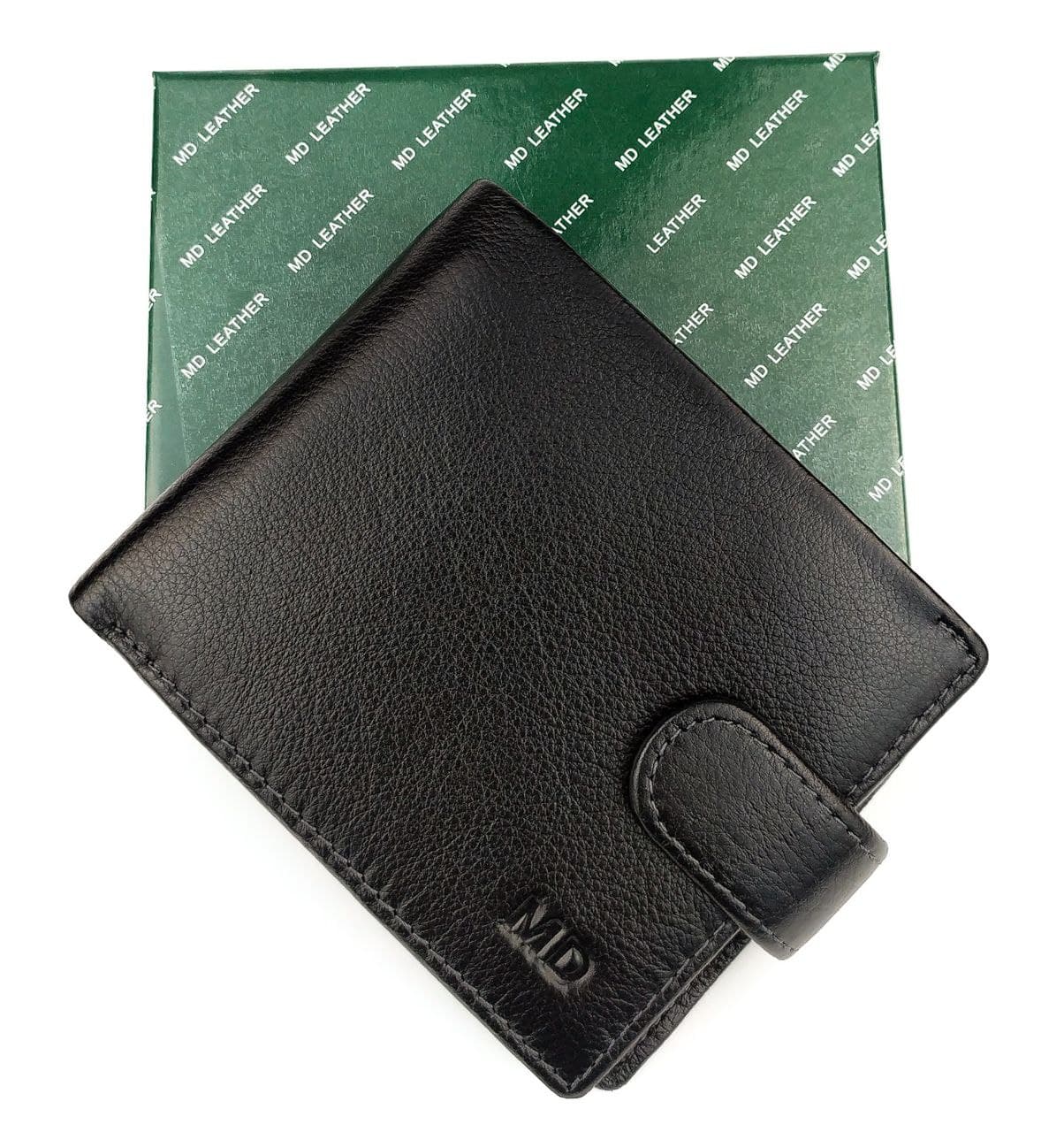 

Мужской кожаный кошелек для документов MD Leather MD-22-208 черный