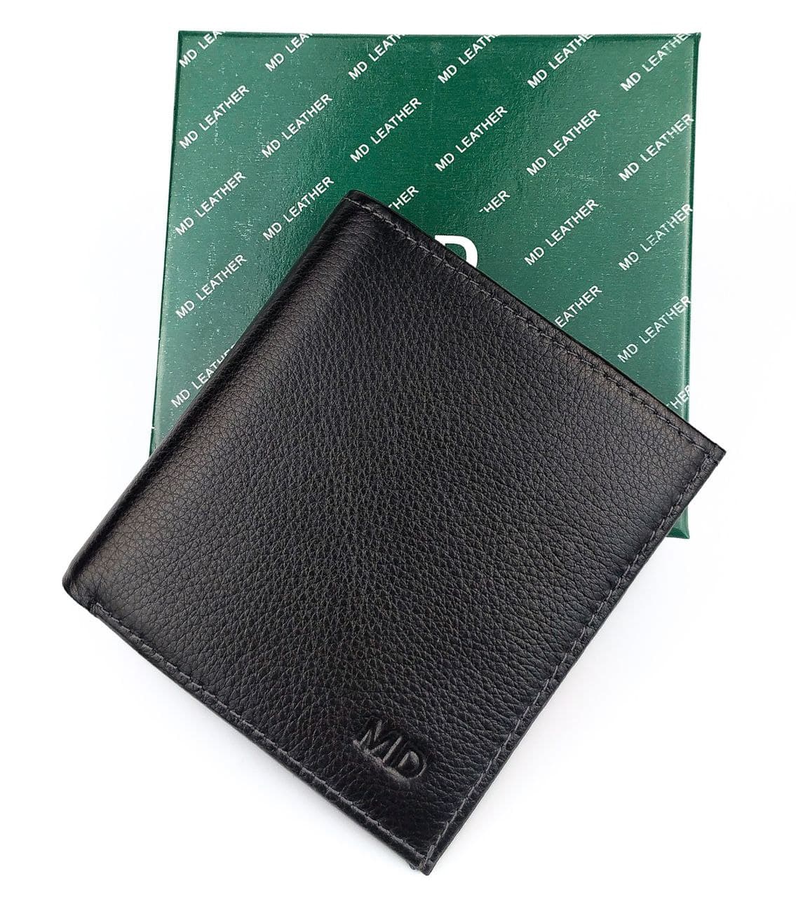 

Компактный мужской кожаный кошелек на магнитах MD Leather MD-606-A черный