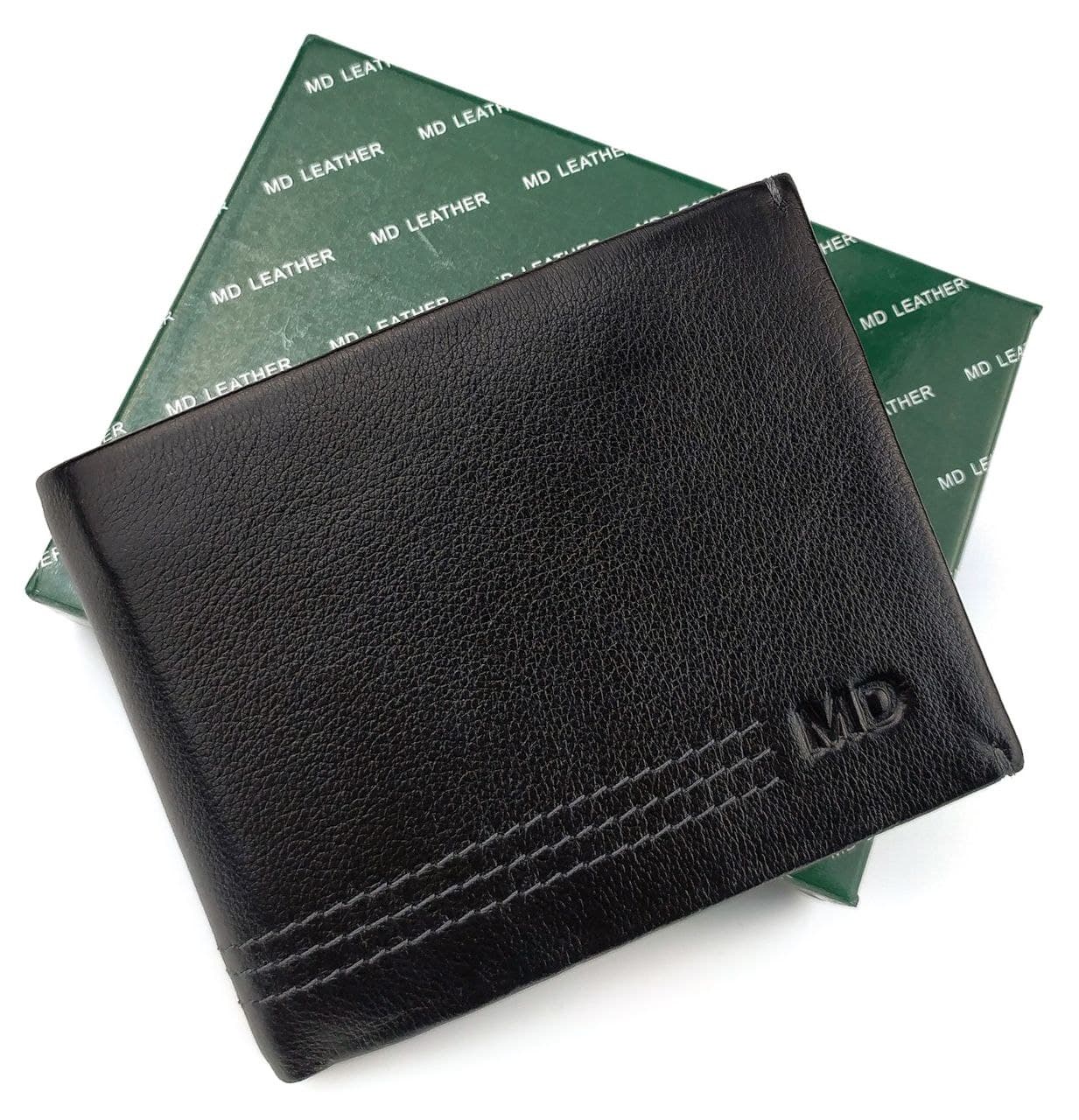 

Мужской кожаный кошелек-зажим на магнитах MD Leather MD-555-12A черный