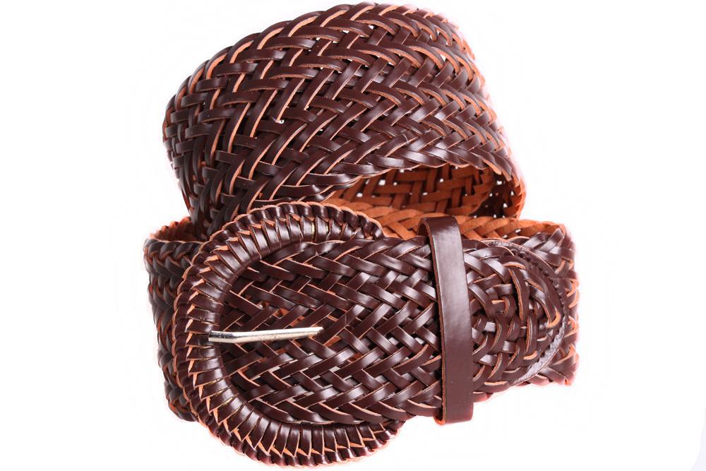 

Широкий плетеный пояс в кожзаме D-Belts S0139 коричневый (100-110 см х 5.5 см)