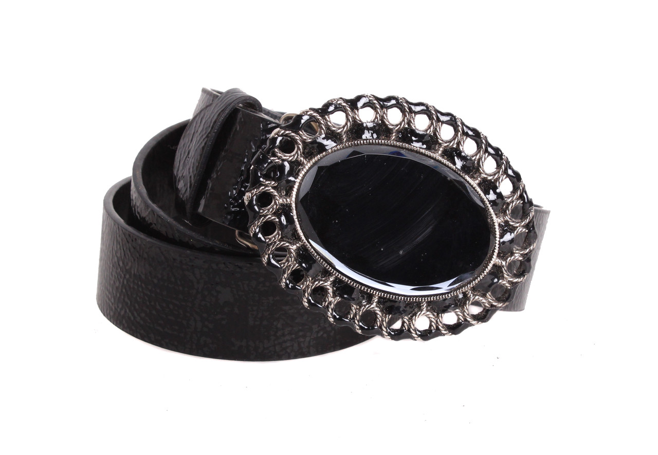 

Женский ремень с бляхой из эко-кожи D-Belts S0796 черный (110-115 см х 4 см)