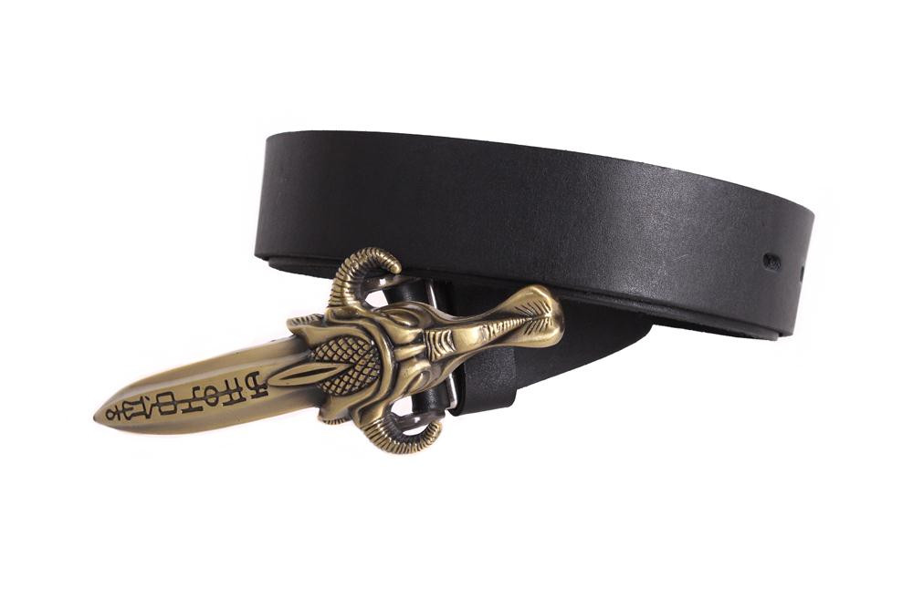 

Кожаный ремень с бляхой Бронзовый D-Belts S0192 черный (130 см х 4 см)