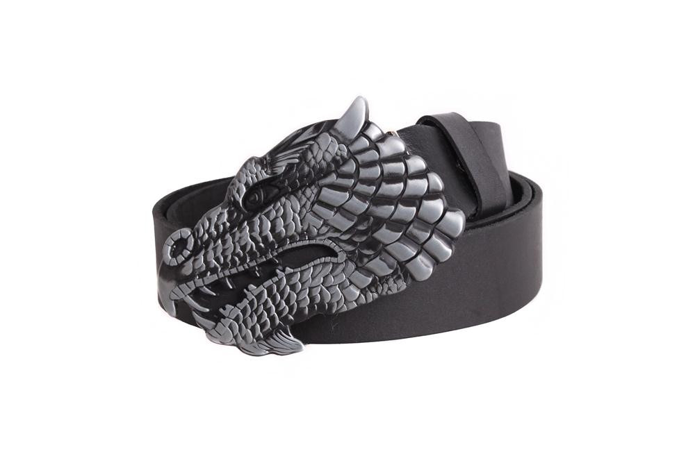 

Кожаный ремень с бляхой дракон D-Belts S0189 черный (130 см х 4 см)