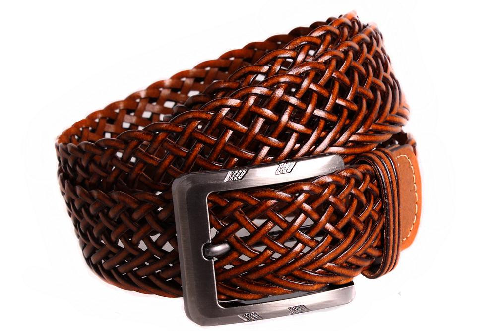 

Мужской плетеный ремень для классических брюк D-Belts S0105 коричневый (100-105 см х 3.5 см)