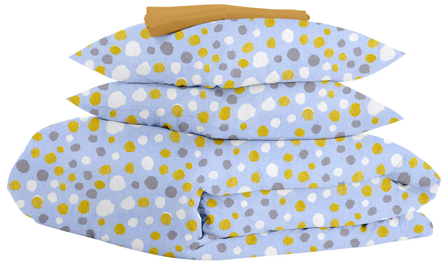 

Комплект постельного белья Cosas Blots Blue Mustard 180х220 см