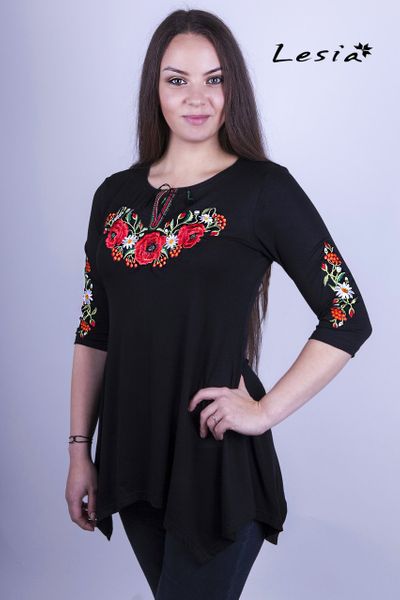 

Жіноча туніка Lesia Маковий цвіт розмір  на чорному 1012124148, Жіноча туніка Lesia Маковий цвіт розмір L на чорному 1012124148