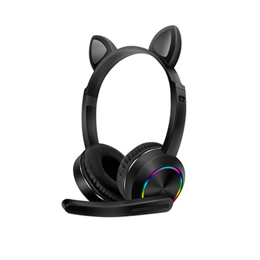 

Беспроводные bluetooth наушники Cat Ear с микрофоном подсветкой и функцией принимать и отклонять звонки черные