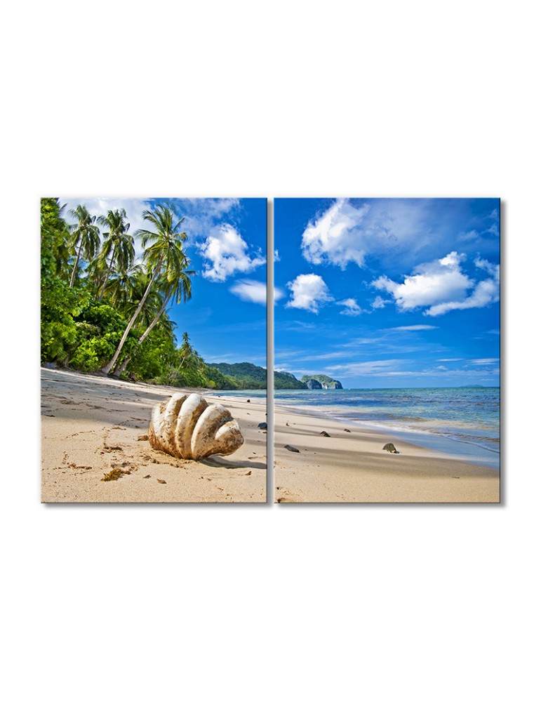 

Модульная картина Artel «Пальмы большая ракушка на пляже» 2 модуля 70x105 см