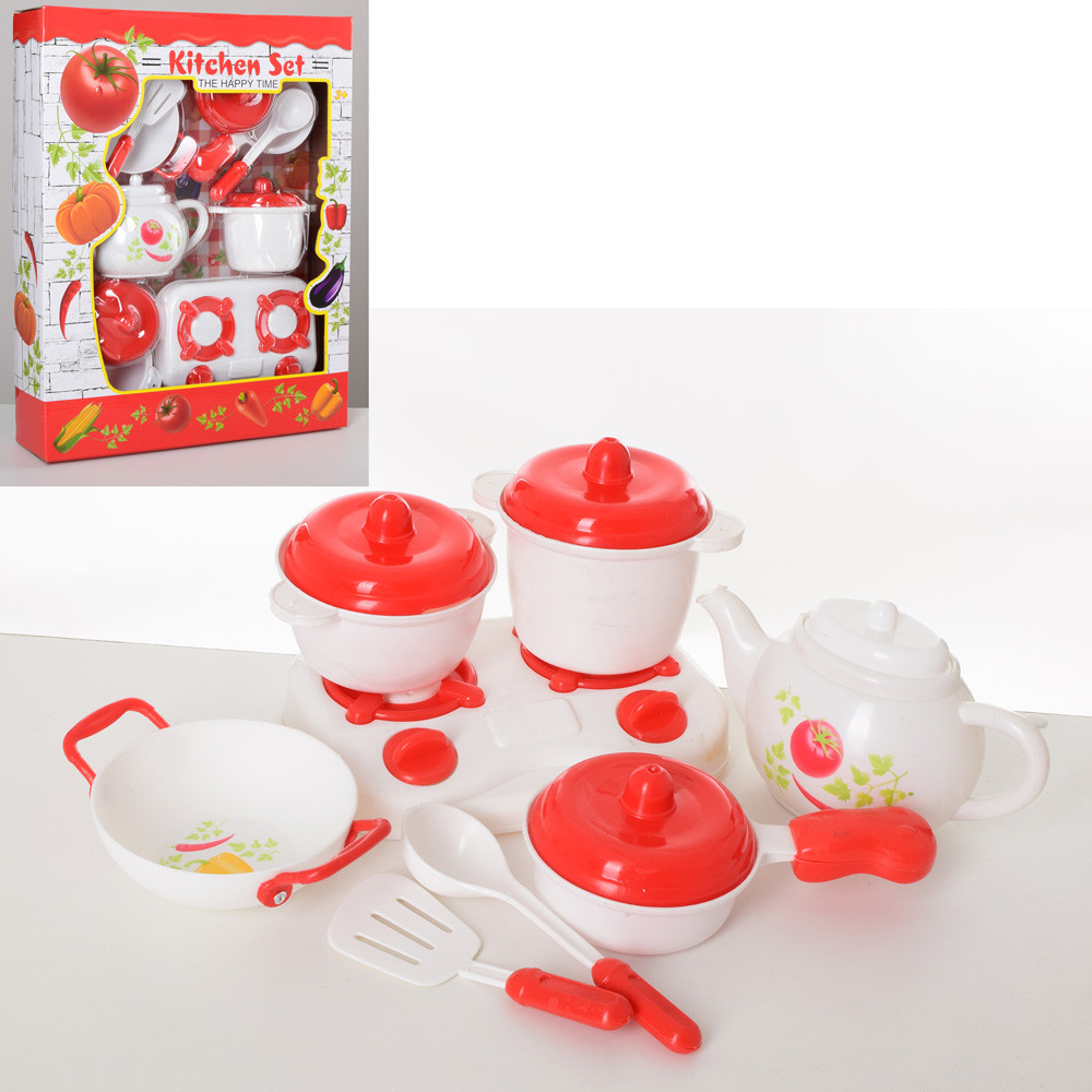 

Игрушечная Посуда LN1010E плита, чайник, кастрюли, сковородка, кухонные принадлежности