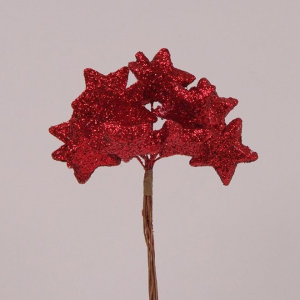 

Звездочки на проволоке в пучке красные Flora 12шт/уп 75826 (NAT07260)