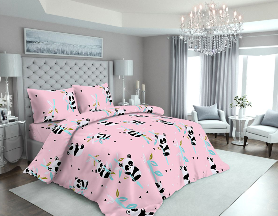 

Пододеяльник MirSon Бязь 17-0505 Panda pink 220 x 240 см