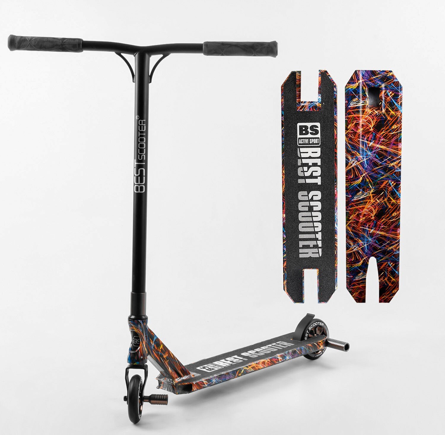 

Самокат трюковый Best Scooter BS-77350 (4) HIC-система, Пеги, алюминиевый диск и дека с принтом, колёса PU, d=110мм