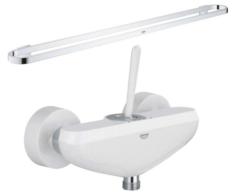 

Смеситель + вешалка для полотенец GROHE EURODISC JOY 23430LS0+41058000 белый/хром (81832)