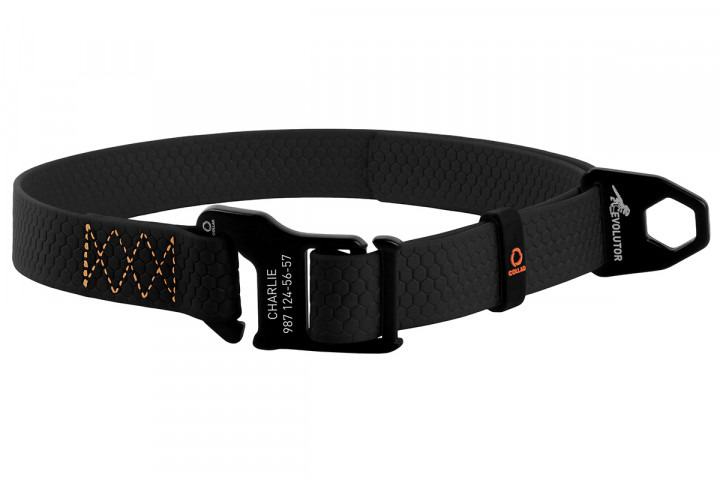 

Ошейник Collar Evolutor для собак средних и крупных пород с пряжкой из высокопрочного авиационного алюминия с площадкой для гравировки 25-70 см Черный