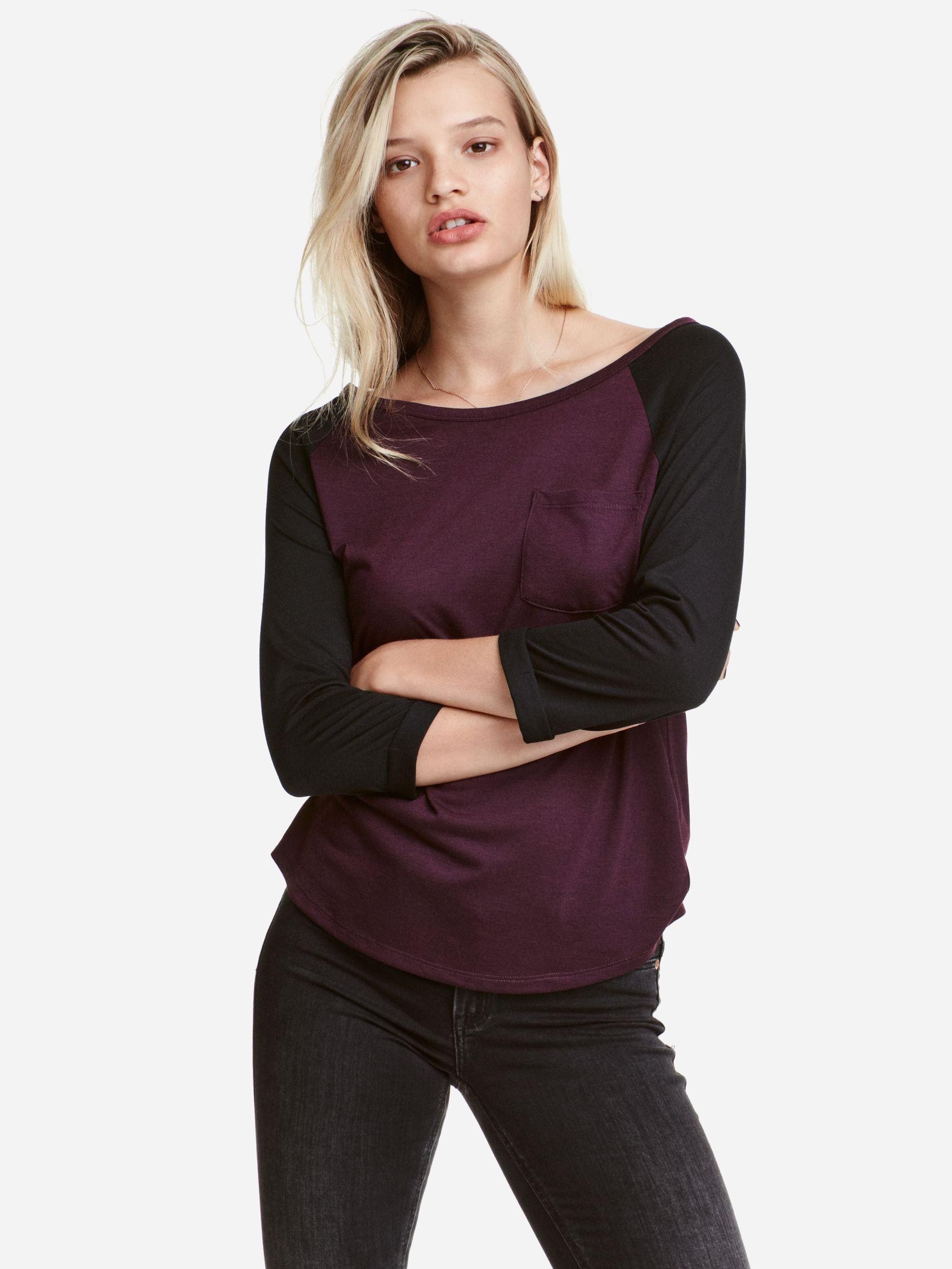 

Лонгслив H& XAZ146172OOBF  Бордовый с черным, Лонгслив H&M XAZ146172OOBF M Бордовый с черным
