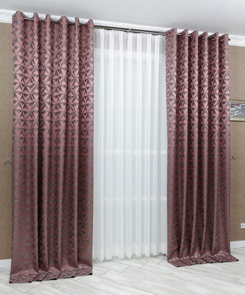 

Шторы жаккард Lanita 270х200см 2шт (KEV-6605) розовые