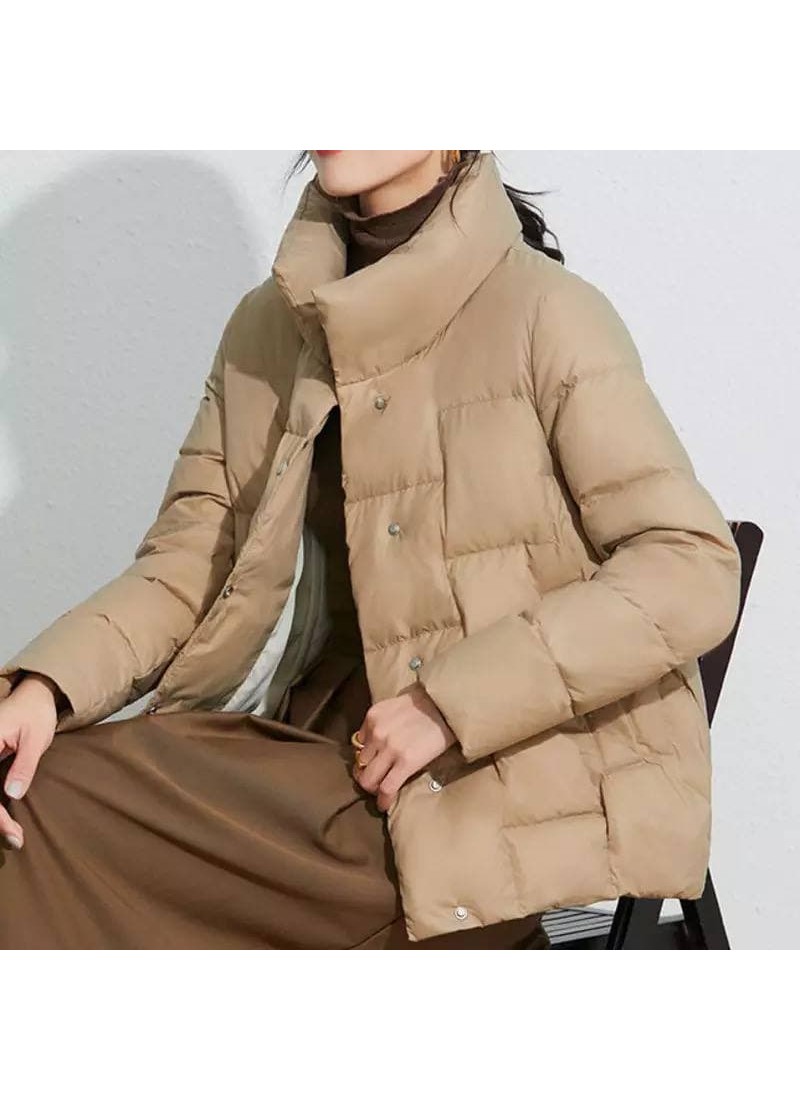

Пуховик демисезонный облегченный на кнопках Modern Boutique бежевый, L ПУХ069