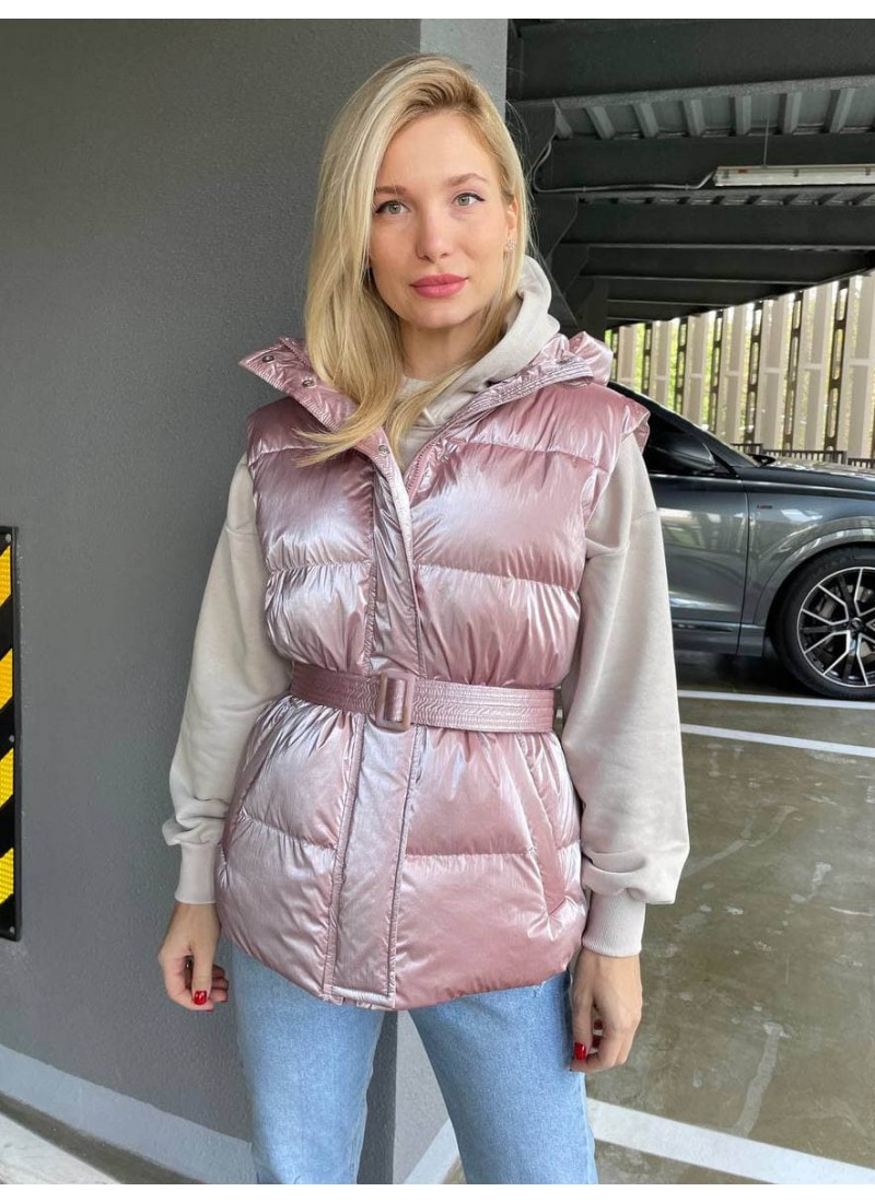 

Жилет женской со съёмным капюшоном перламутровый Modern Boutique розовый, M ЖИ003/3