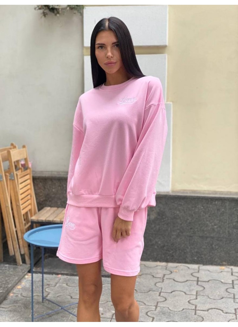 

Костюм трикотажный свитшот с короткими шортами Love Modern Boutique розовый,  СК8279, Костюм трикотажный свитшот с короткими шортами Love Modern Boutique розовый, L СК8279