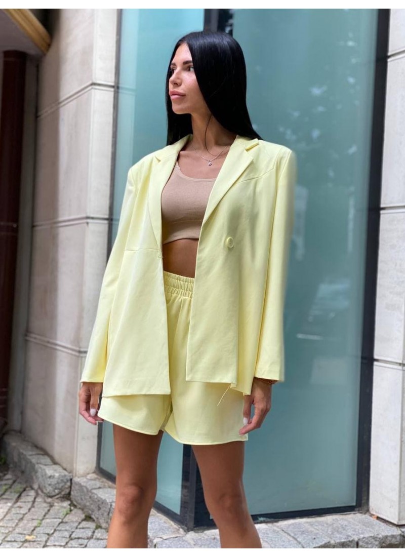 

Костюм летний Bala прямой пиджак с короткими шортами Modern Boutique желтый,  КО6008, Костюм летний Bala прямой пиджак с короткими шортами Modern Boutique желтый, M КО6008