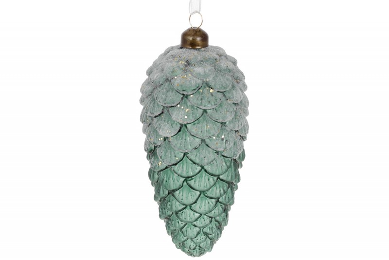 

Елочное украшение Bon Шишка с декором из глиттера 16см, цвет - ледяной зелёный 118-990 (IR05528)