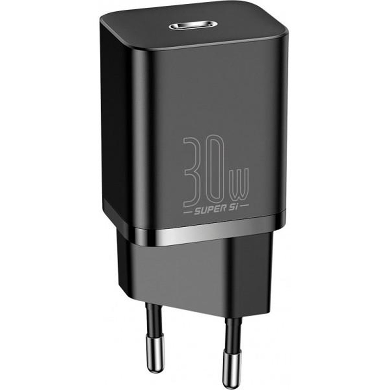 

Адаптер сетевой 1Type-C Baseus Super Si PD 30W QC3.0 3A (CCSUP-J01) Black