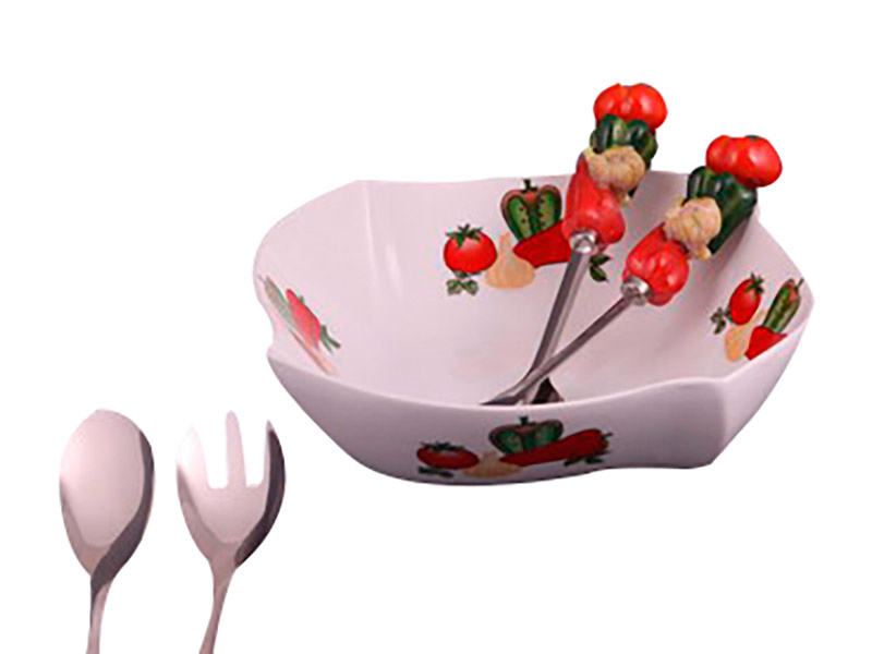 

Салатник Elen Овощи 449-002 с ложкой и вилкой