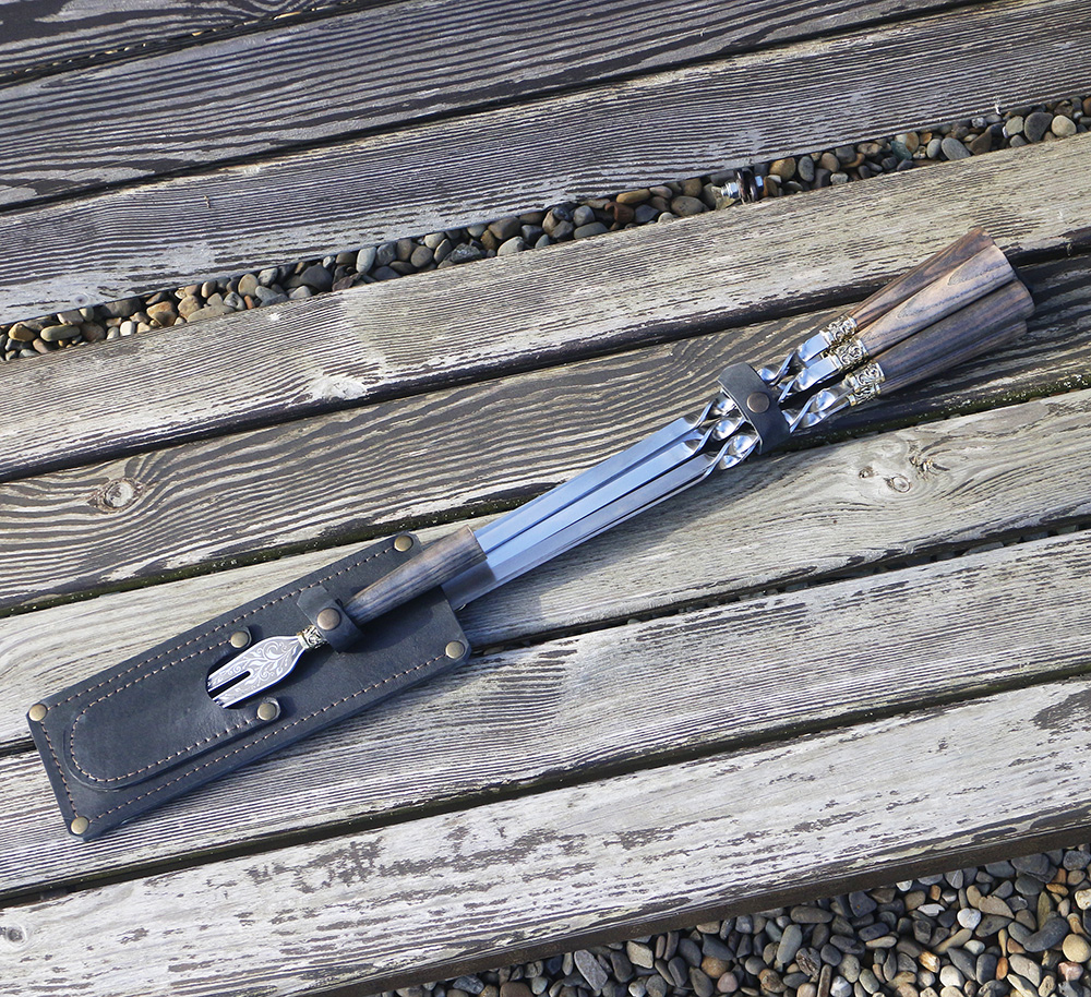 

Подарочный набор шампуров 6шт с вилкой ясень бронза без литья плоский шампур Гранд Презент НШ001ЯБ