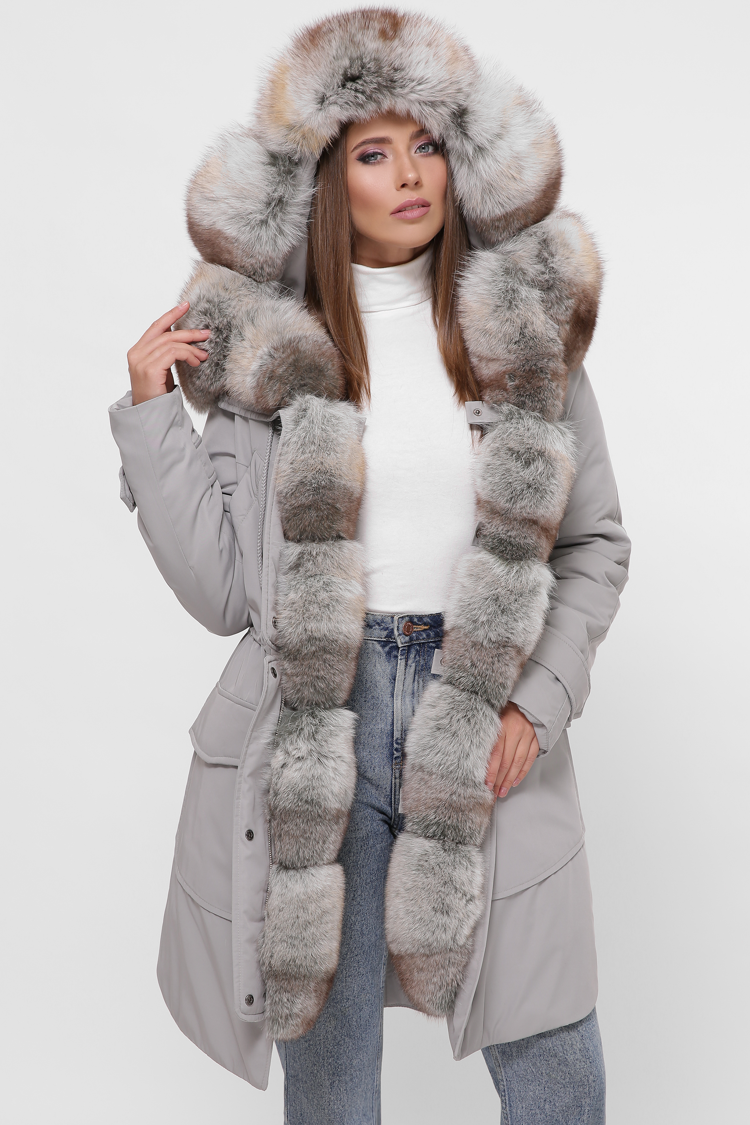

Парка Sifurs с мехом песец в трехмерном окрашивании 5 XS Серый (М1-90-ЗП-СЕР5)