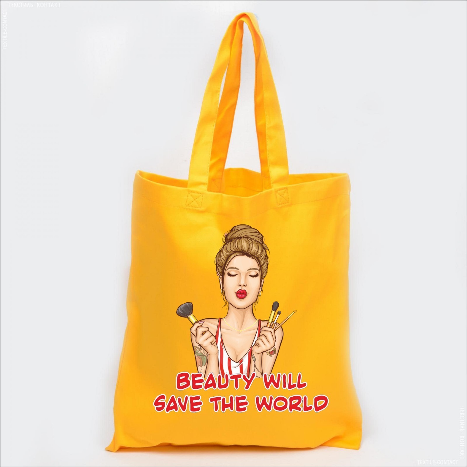 

Экосумка Vivay с принтом Beauty will save the World 38x42 см Желтая (5379)