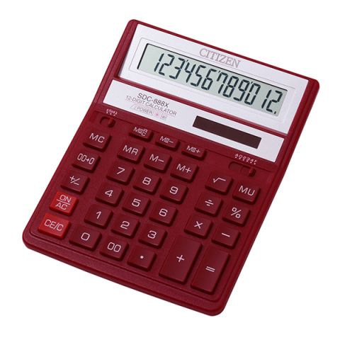

Калькулятор Citizen SDC-888 ХRD, 12 розрядів, червоний