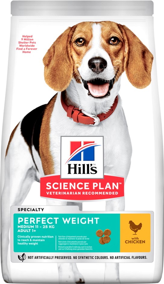 Акция на Сухой корм для собак средних пород склонных к ожирению Hill's Science Plan Adult Perfect Weight Medium з курицей - 2 кг (604296) (52742025209) от Rozetka UA