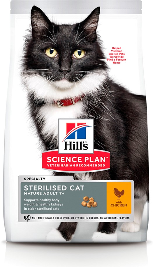 

Сухой корм для стерилизованных кошек от 7 лет и старше Hill's Science Plan Sterilised Cat Mature Adult 7+ с курицей - 3 кг (604134) (52742024042)