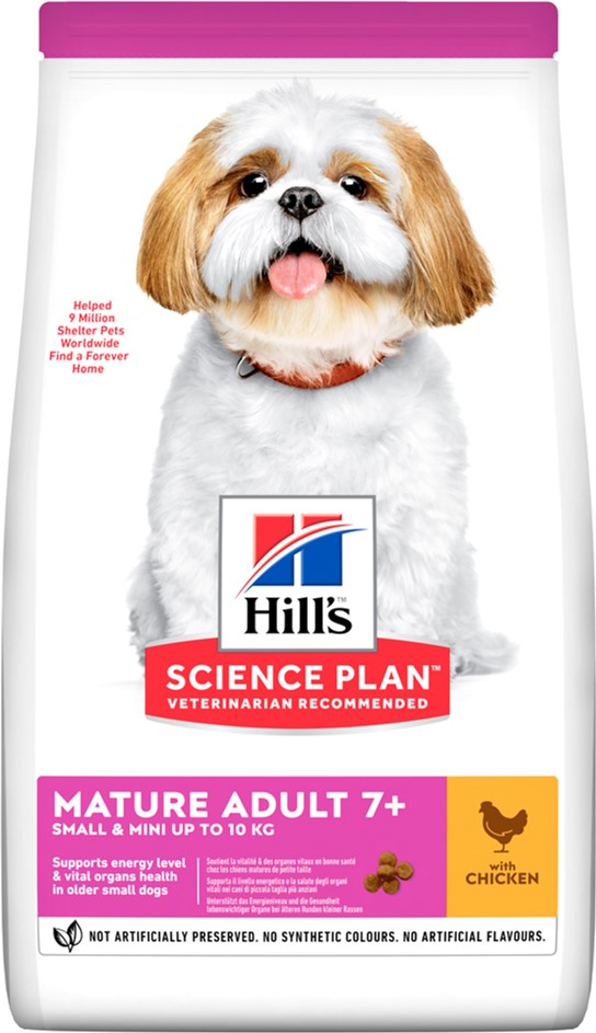 

Сухой корм для пожилых собак мини и малых пород старше 7 лет Hill's Science Plan Small & Mini Mature Adult 7+ Chicken с курицей - 1.5 кг (604237) (52742282602)