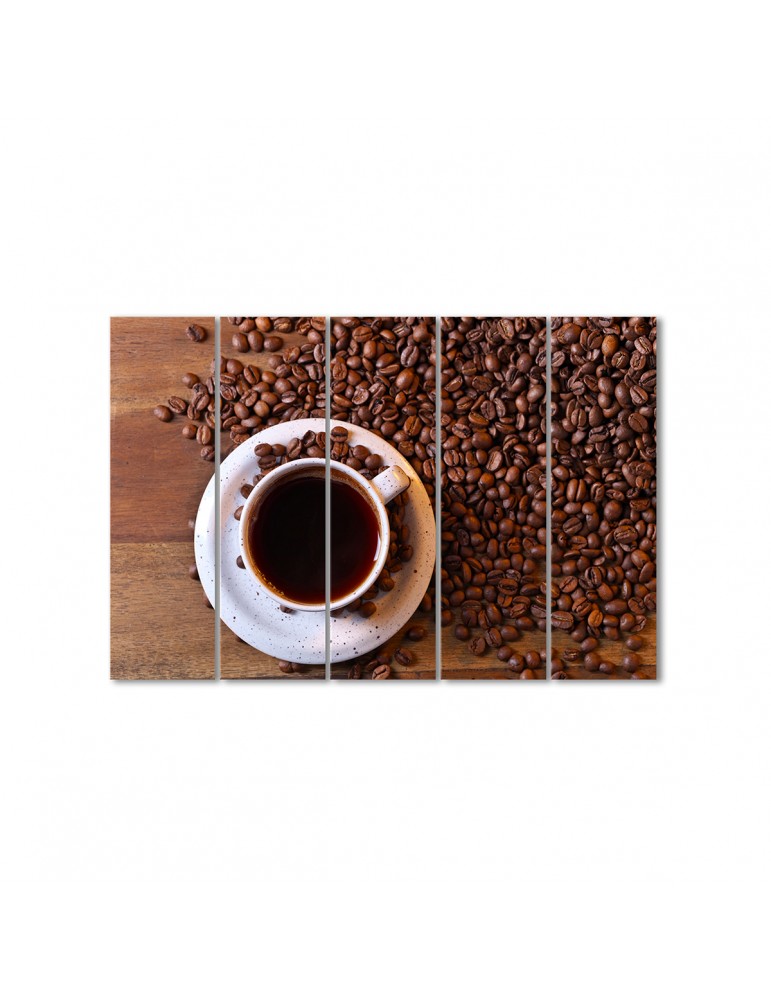

Модульная картина Artel «Чашка кофе с блюдцем и кофейными зернами» 5 модулей 80x120 см