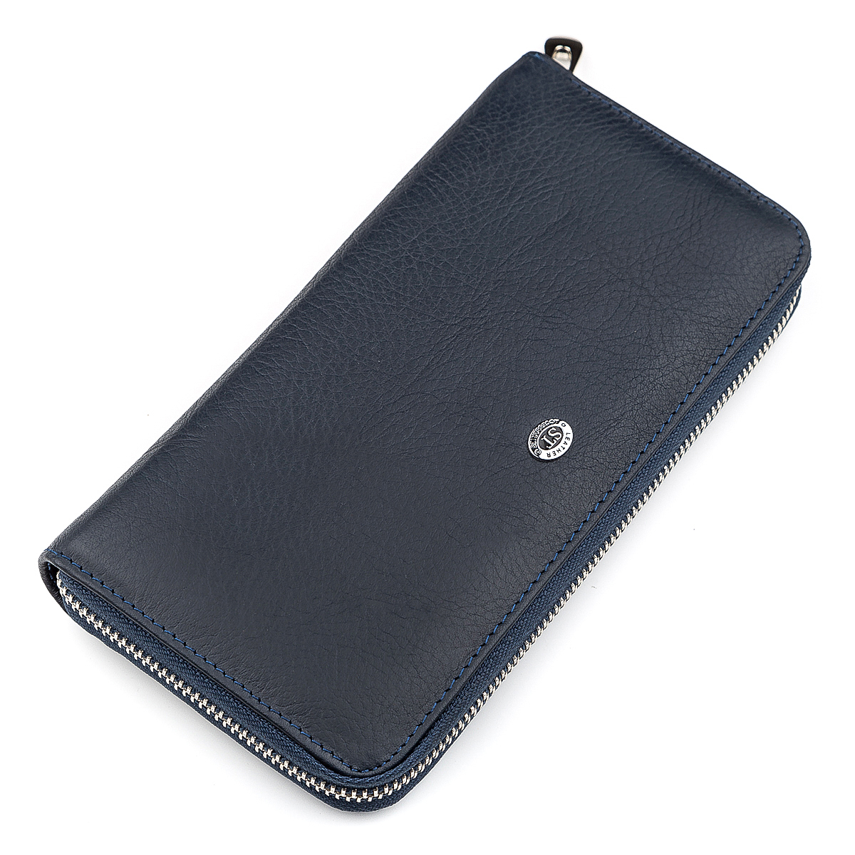 

Мужской кожаный кошелек ST Leather 10х20х3 см Синий 000168291