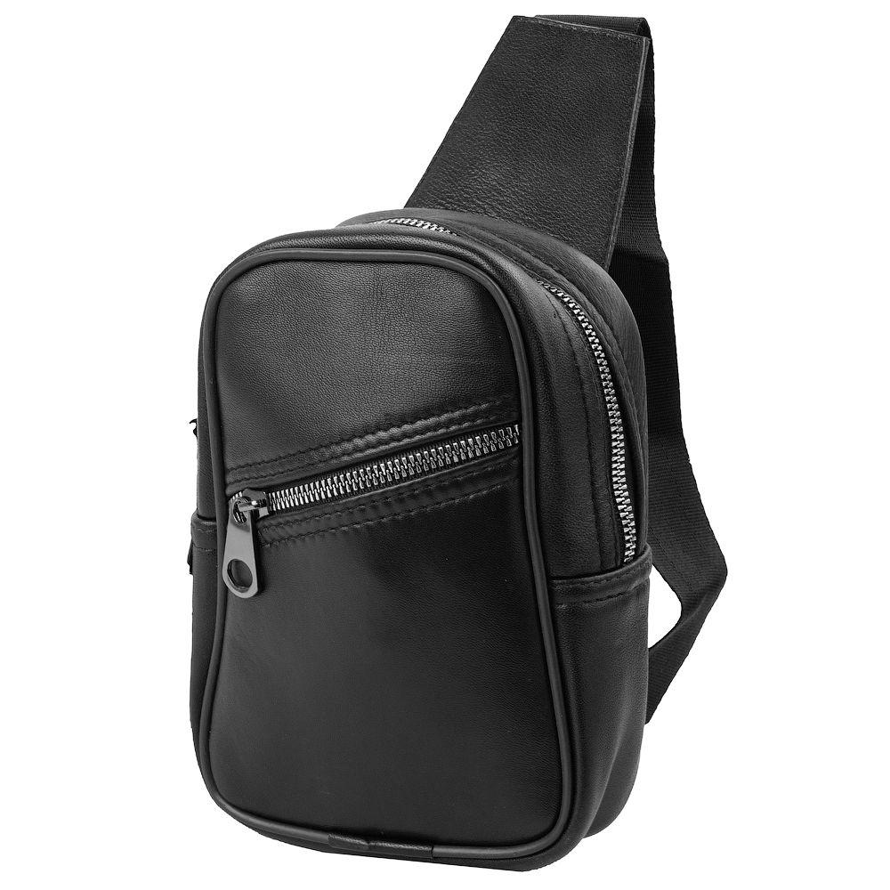 

Мужской кожаный рюкзак-сумка Valiria Fashion 14х19х5 см Черный 000168739