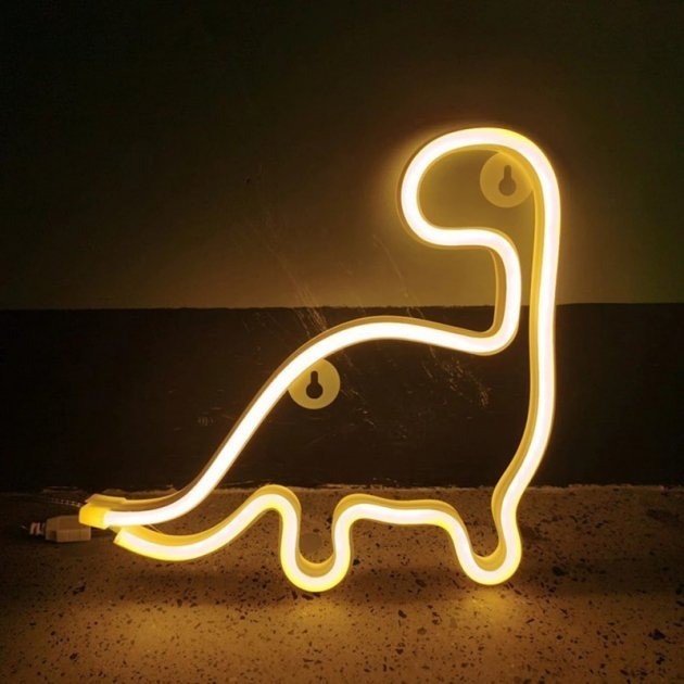 

Настенный неоновый светильник-ночник Динозавр Dino Decoration Lamp - Желтый