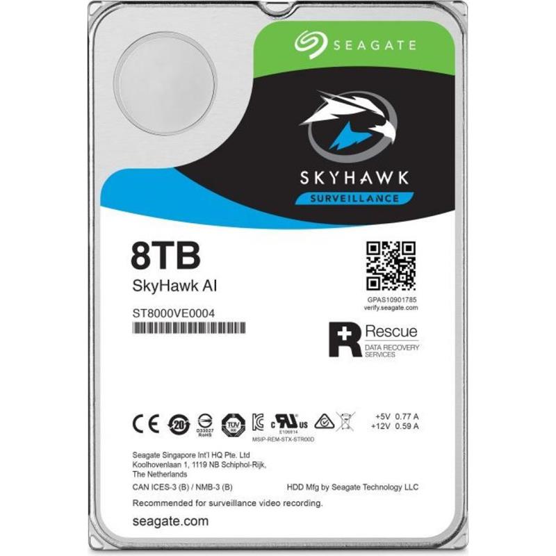 

Накопитель HDD SATA 8.0TB Seagate SkyHawk AI Surveillance 7200rpm 256MB (ST8000VE001)