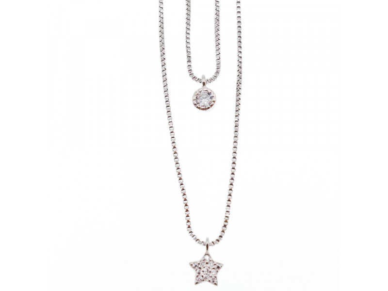

Серебряная Двойная цепочка с звездой и капелькой Sky Jewelry 000645
