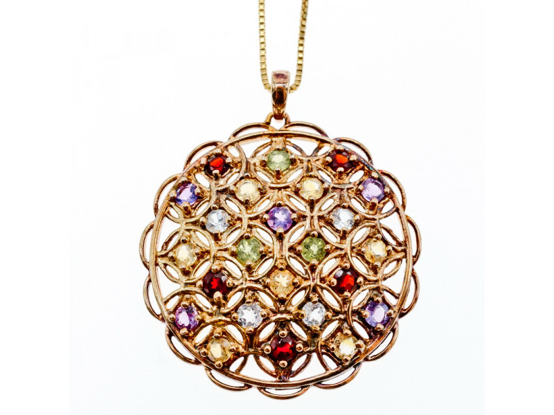 

Серебряная цепочка с кулоном в позолоте с Натуральными камнями Italy Sky Jewelry 001089