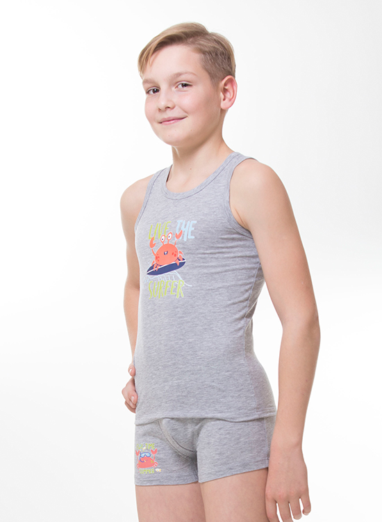 

Майка хлопчача KOSTA 0093-6 146-152 Меланж, Сірий