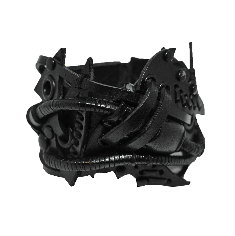 

Кожаный браслет Rockway Стимпанк черный (bsp-43)