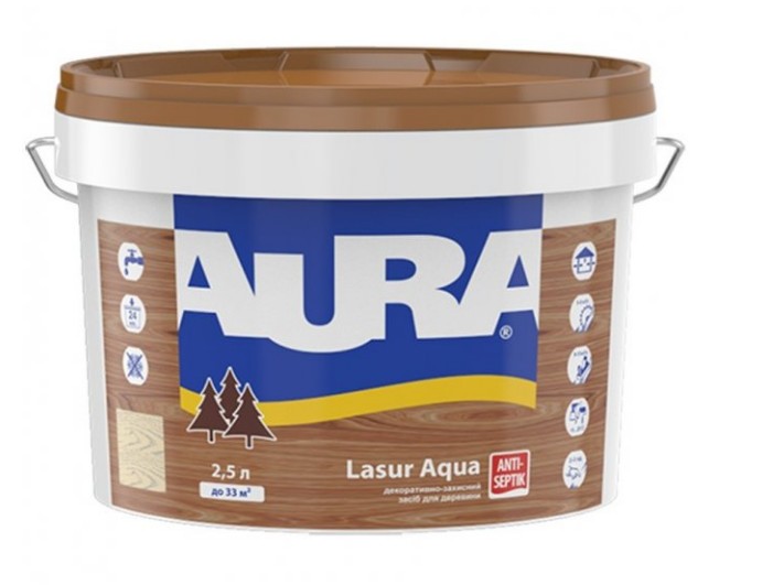 

Лазурь-лак акриловый для древесины AURA Lasur Aqua 2,5 л Палисандр