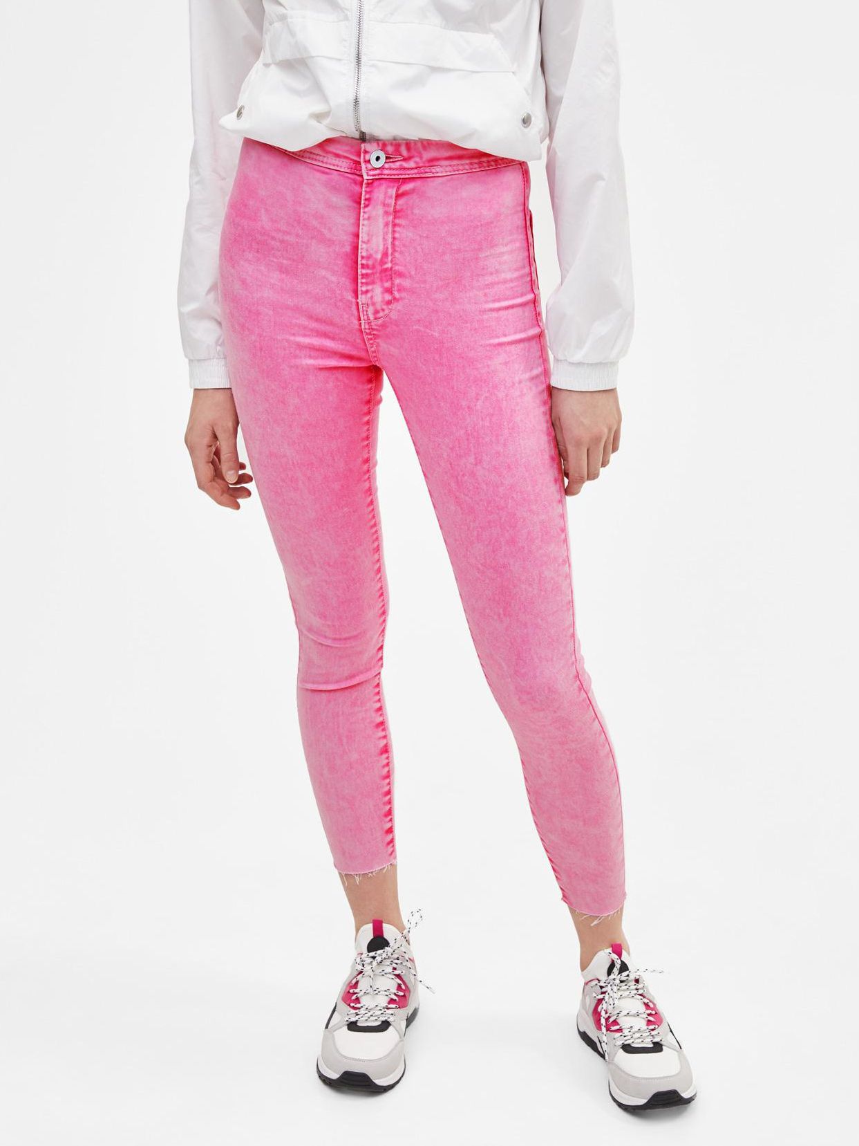 

Джинсы Bershka XAZ220933AYRQ 34 Розовые с белым